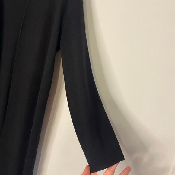 Nordstrom Long Black Wool Blend Open Cardigan Sweater MedTeacher Quiet Luxury - Picture 5 of 15